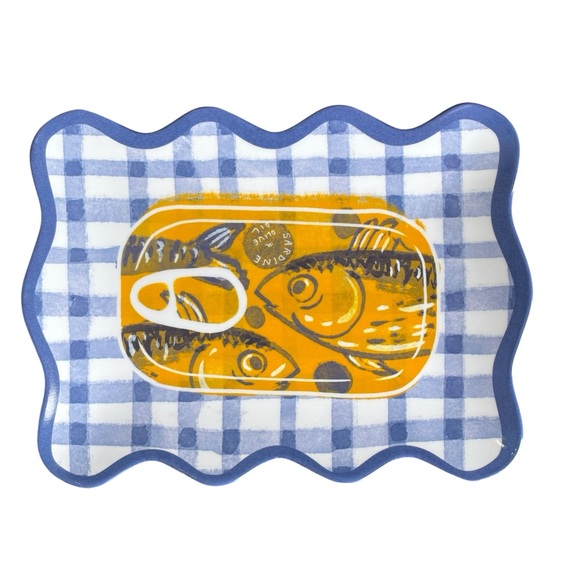 C&C California Viral Trend Set of 4 Sardines Melamine Appetizer Plates - Picture 6 of 7